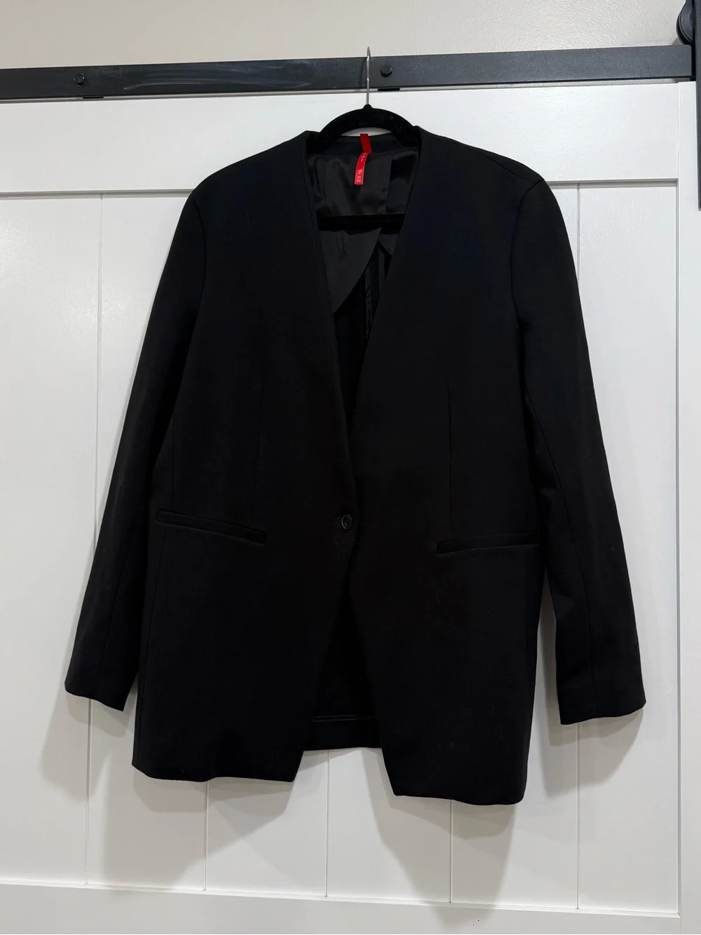 SPANX Black Collarless Women's Blazer - Single-Button